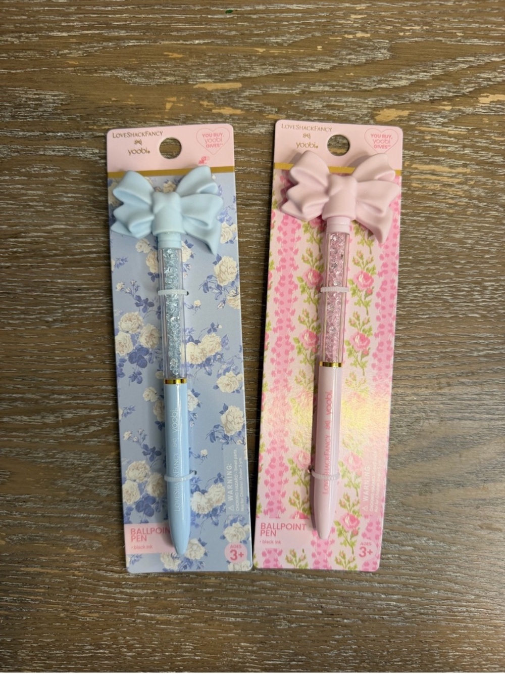 LoveShackFancy Kids Bow Pens in Blue & Pink